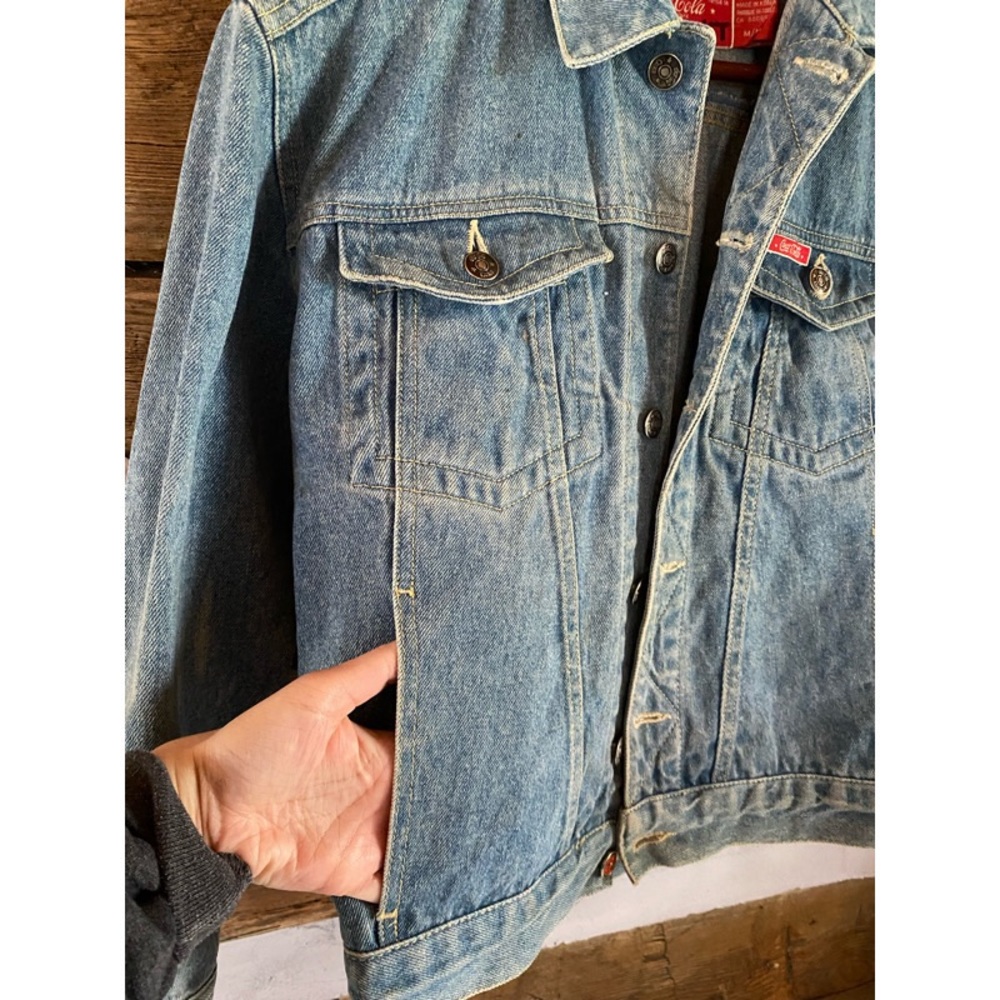COCA COLA VINTAGE jean jacket size small 80s/90s lightwash denim - Picture 10 of 14